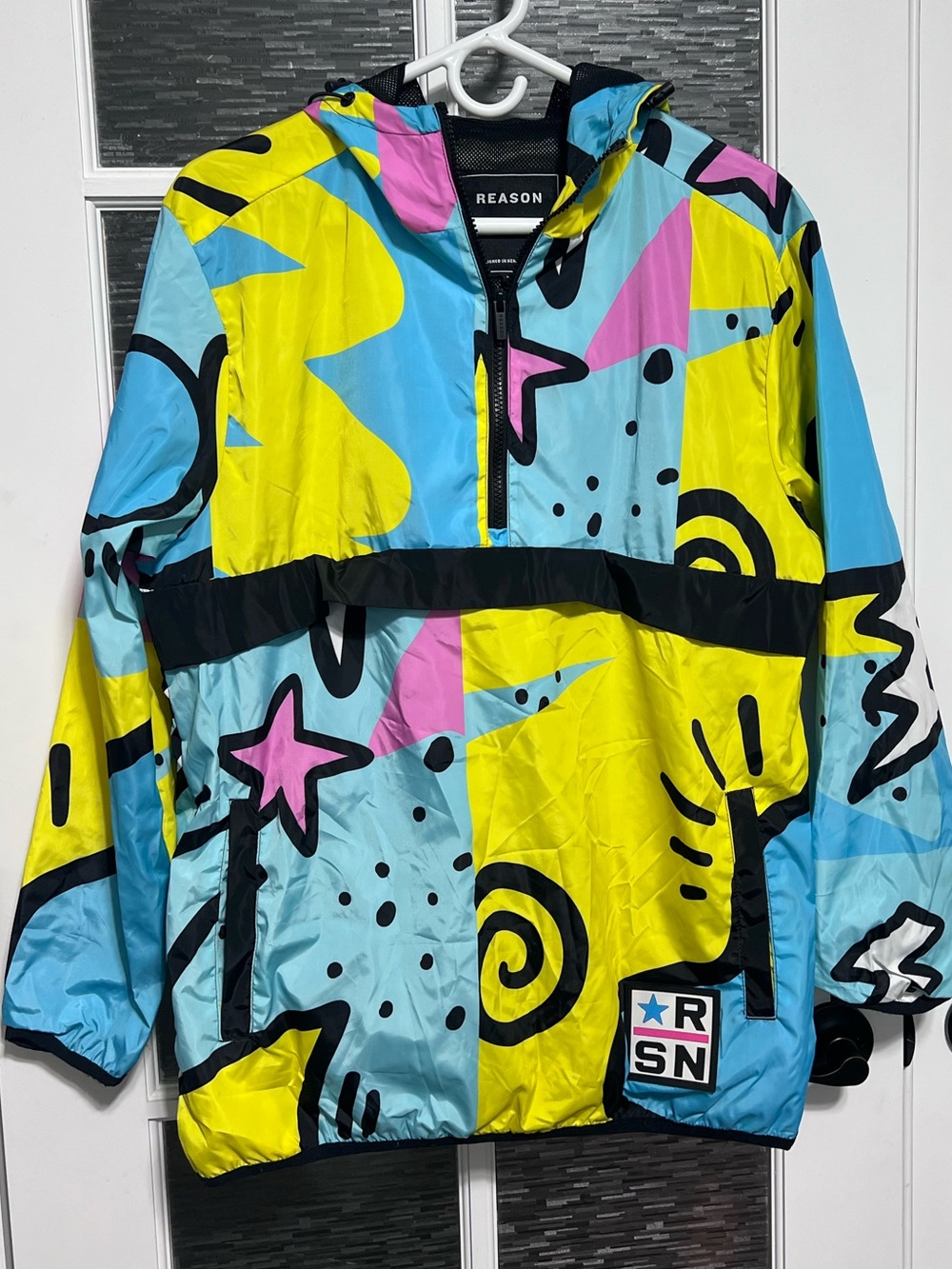 REASON Mens Graphic Anorak Windbreaker Jacket